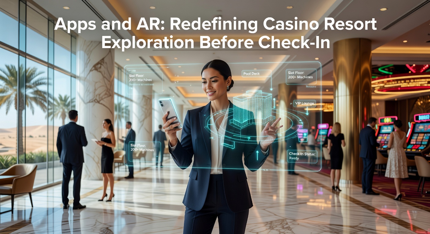 AR-Brille zeigt interaktives 3D-Modell eines luxuriösen Casino-Resorts mit Gästen und Lichtern